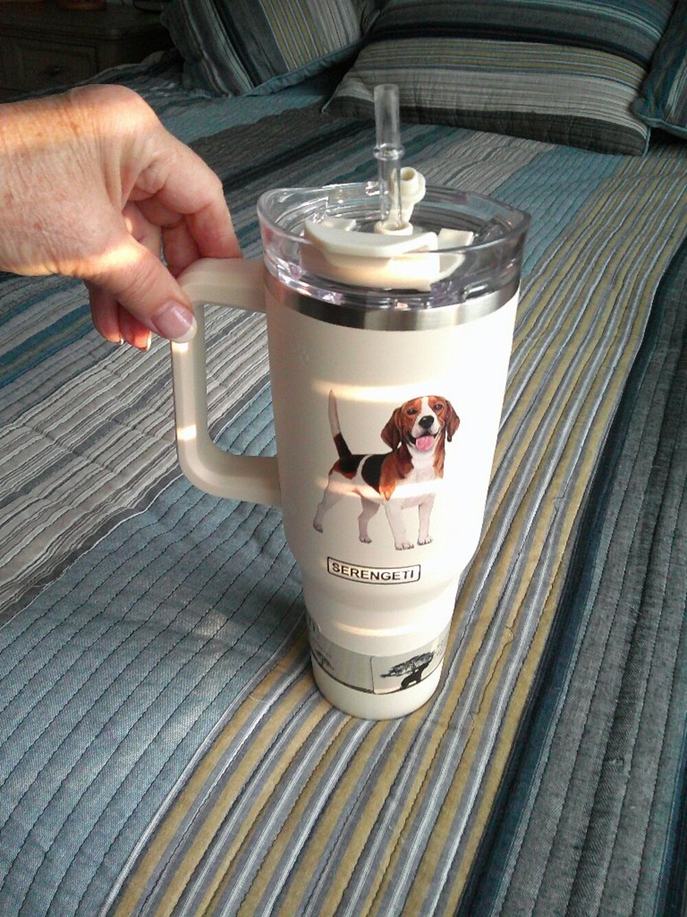 SERENGETTI 40 Oz Beagle Ultimate Tumbler with Handle and Straw NEW